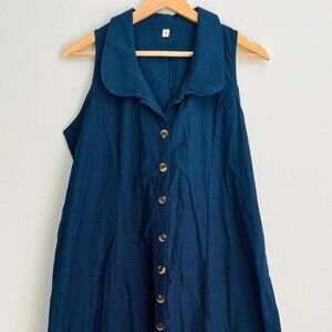 BRAND NEW Linen Cotton Blend Midi Dress: Sleeveless A-Line Summer Kaftan